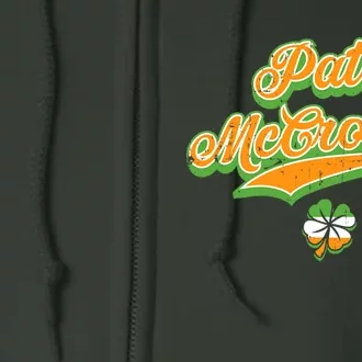 Funny Pat McCrotch St. Patricks Day Shamrock Full Zip Hoodie