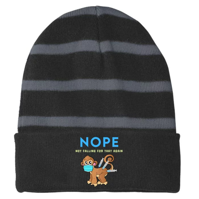 Funny Monkeypox Conservative Medical Freedom Striped Beanie with Solid Band