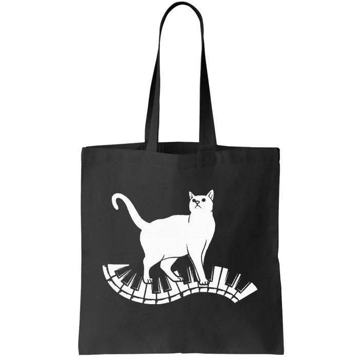 Funny Piano Music Cat Design  Cat Piano Lovers Tote Bag