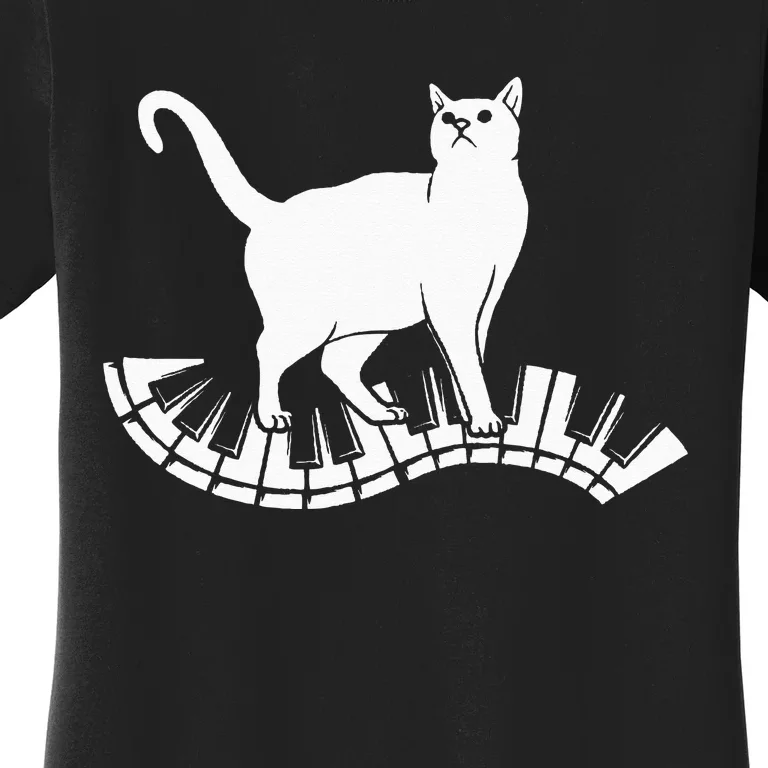 Funny Piano Music Cat Design  Cat Piano Lovers Women's T-Shirt