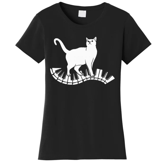 Funny Piano Music Cat Design  Cat Piano Lovers Women's T-Shirt