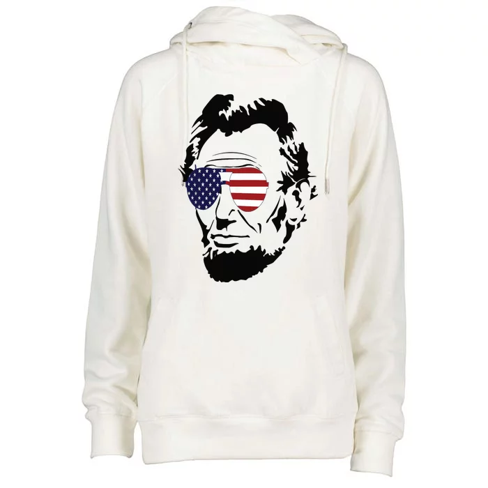 Funny Patriot Merica Abe Lincoln Americana Womens Funnel Neck Pullover Hood