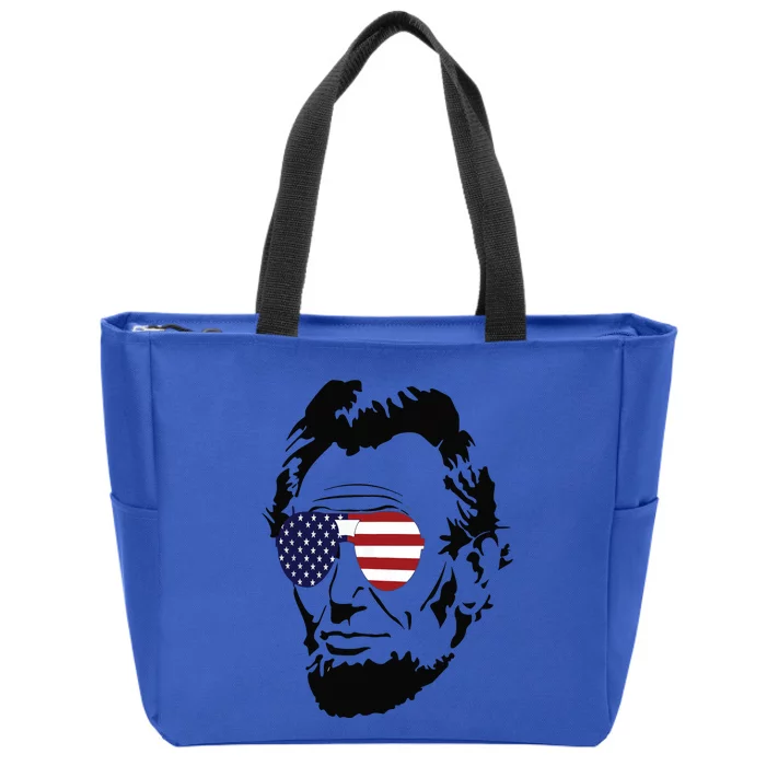 Funny Patriot Merica Abe Lincoln Americana Zip Tote Bag