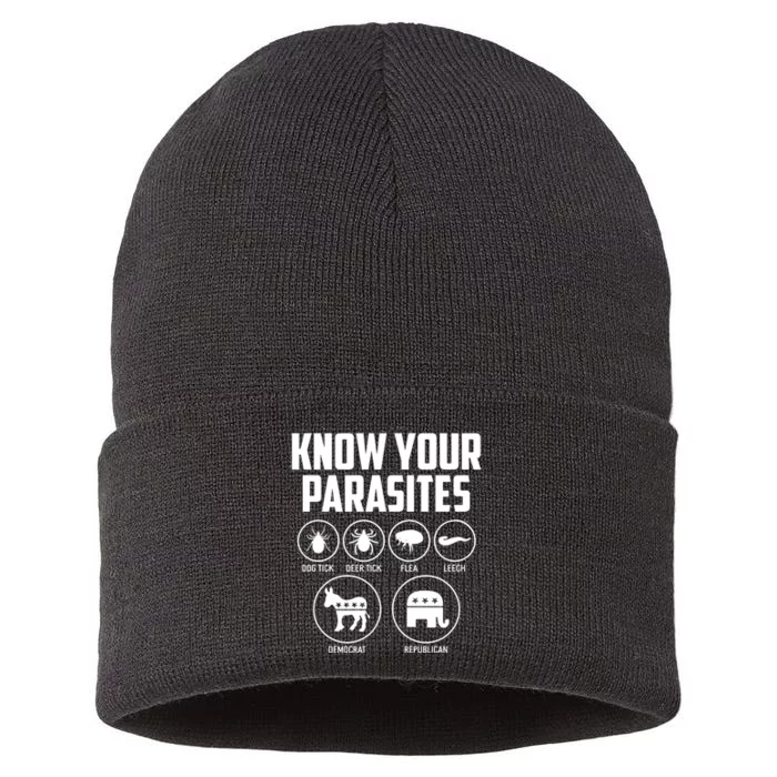 Funny Political Meme Know Your Parasites Sustainable Knit Beanie