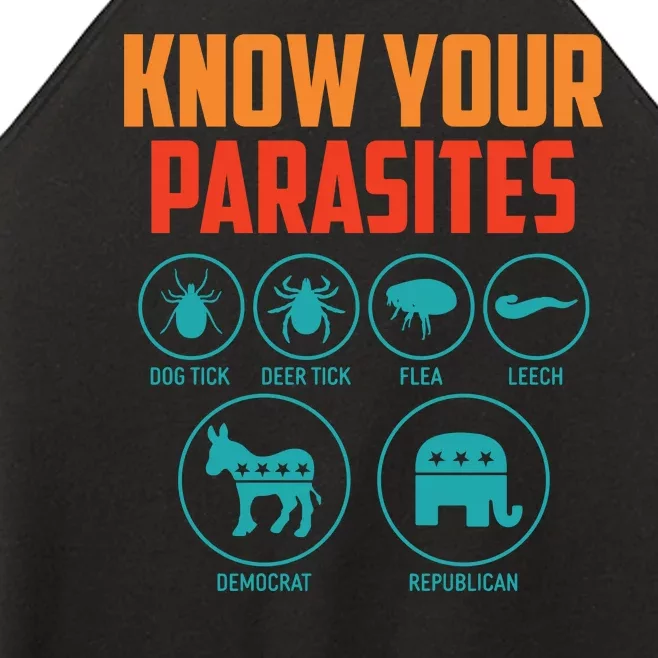 Funny Political Meme Know Your Parasites Women’s Perfect Tri Rocker Tank