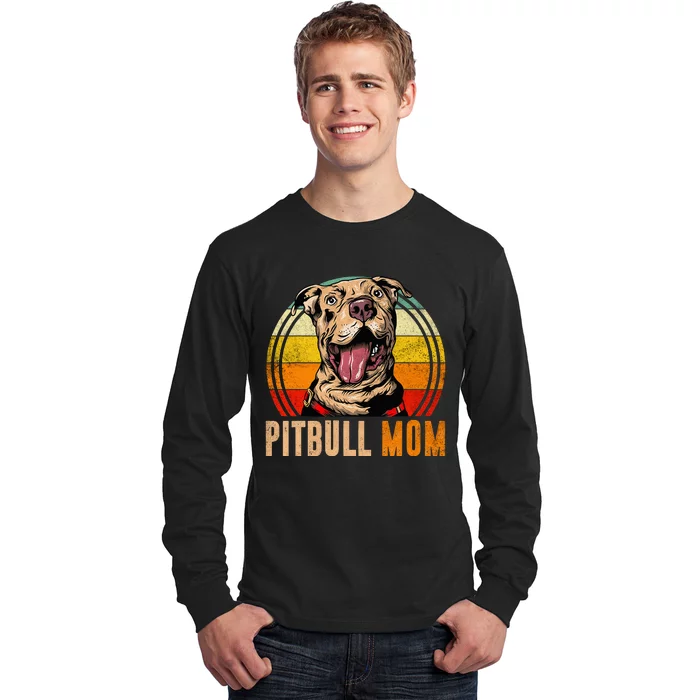 Funny Pitbull Mom Mothers Day Dog Mom Lover Mama From Sons Long Sleeve Shirt