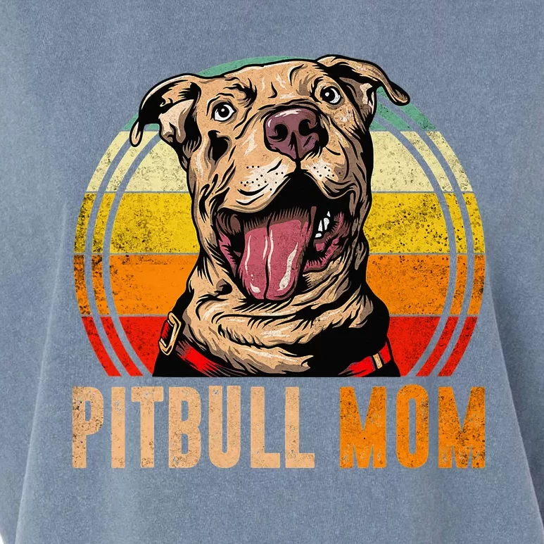 Funny Pitbull Mom Mothers Day Dog Mom Lover Mama From Sons Garment-Dyed Women's Muscle Tee