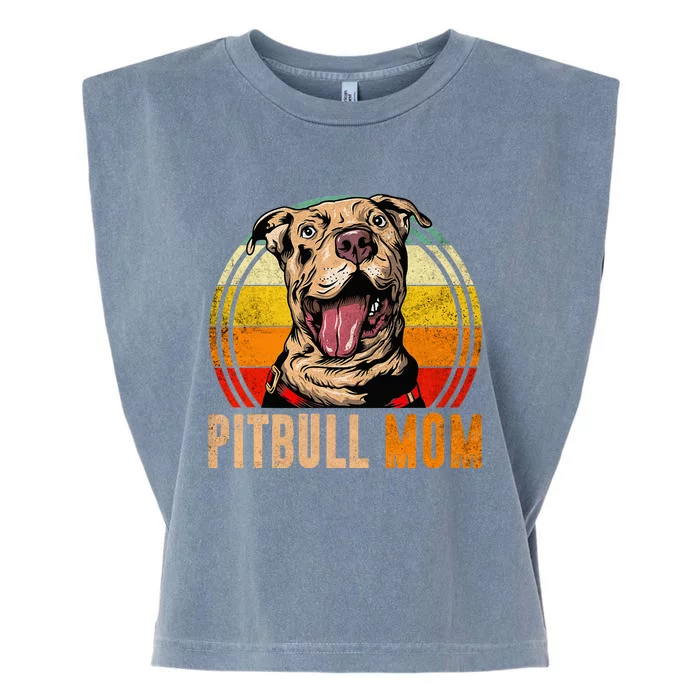 Funny Pitbull Mom Mothers Day Dog Mom Lover Mama From Sons Garment-Dyed Women's Muscle Tee