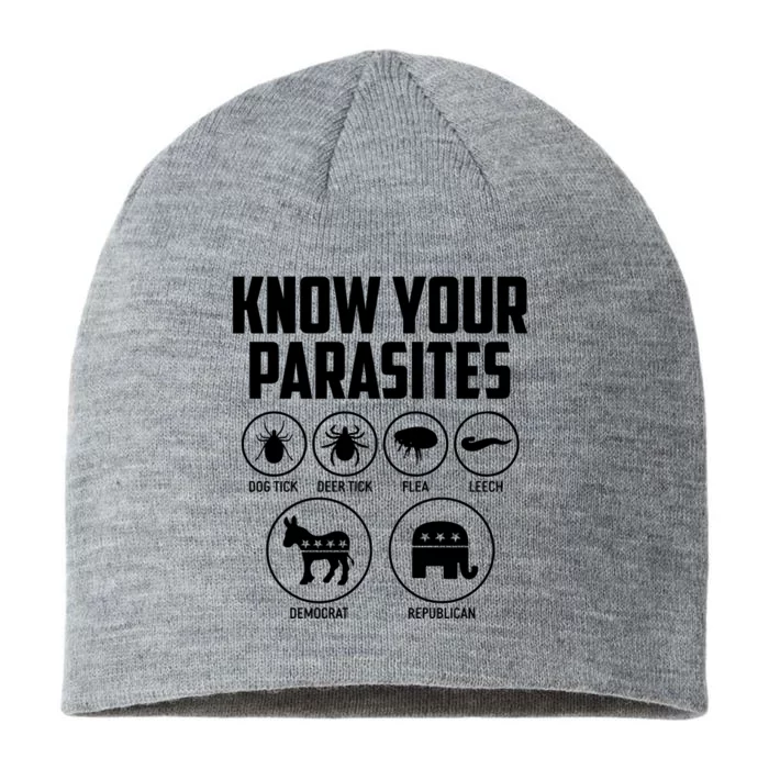 Funny Political Meme Know Your Parasites 8 1/2in Sustainable Knit Beanie