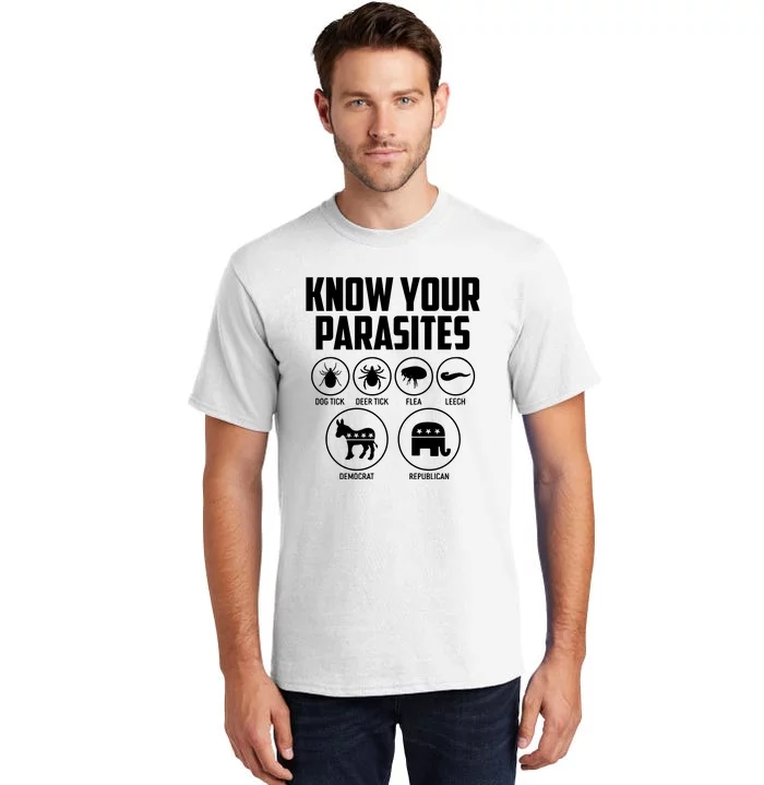 Funny Political Meme Know Your Parasites Tall T-Shirt