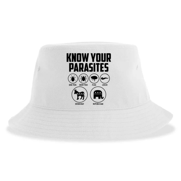 Funny Political Meme Know Your Parasites Sustainable Bucket Hat