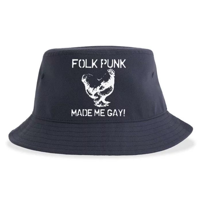 Folk Punk Made Me Gay Chicken Punk Sustainable Bucket Hat