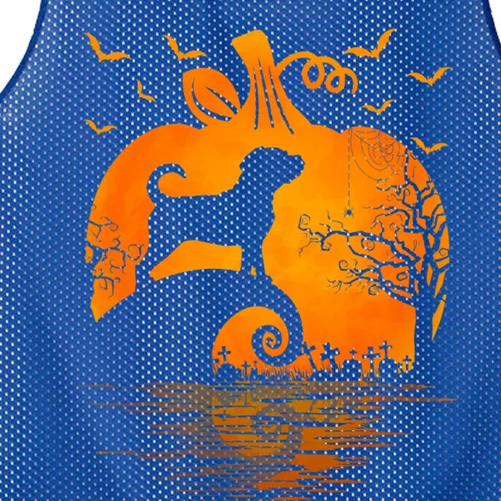 Funny Puggle Moon Pumpkin Halloween Dog Lover Cool Gift Mesh Reversible Basketball Jersey Tank