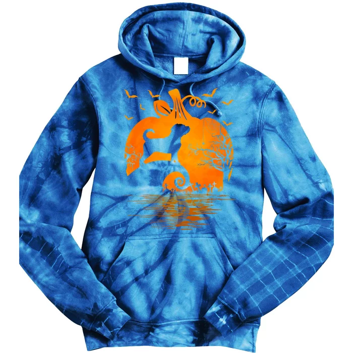 Funny Puggle Moon Pumpkin Halloween Dog Lover Cool Gift Tie Dye Hoodie