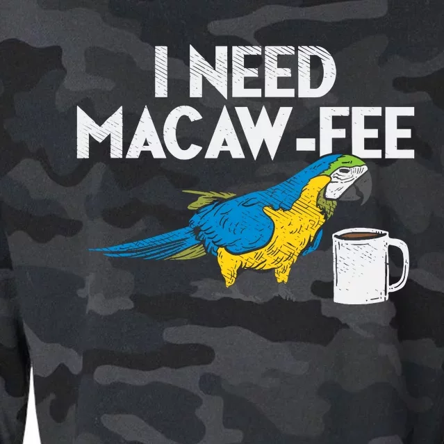 Funny Parrot Macaw And Coffee I Scarlet Macaw Owner Cropped Pullover Crew