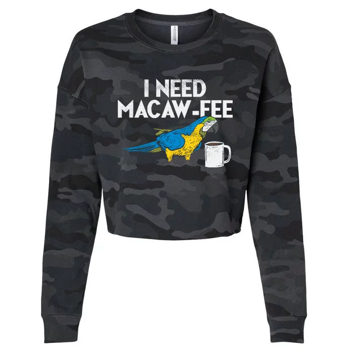 Funny Parrot Macaw And Coffee I Scarlet Macaw Owner Cropped Pullover Crew