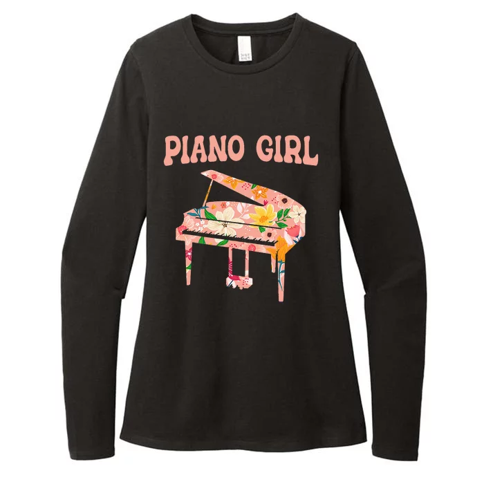 Funny Piano Music Instrument Musician Piano Girl Womens CVC Long Sleeve Shirt