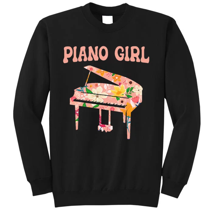 Funny Piano Music Instrument Musician Piano Girl Tall Sweatshirt