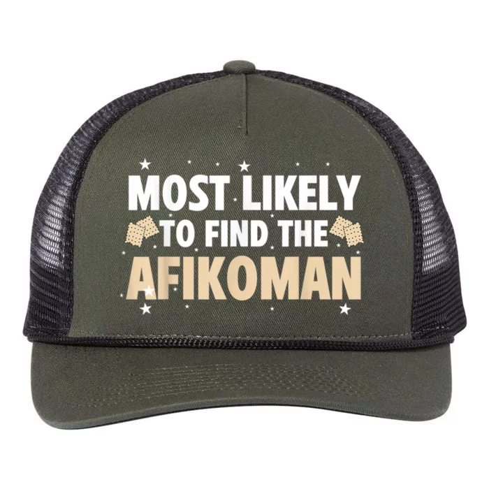 Funny Passover Most Likely To Find The Afikoman Matzah Matzo Retro Rope Trucker Hat Cap