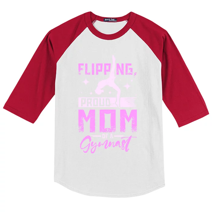 Flipping Proud Mom Of A Gymnast Gift Kids Colorblock Raglan Jersey