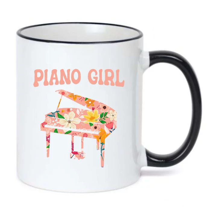 Funny Piano Music Instrument Musician  Piano Girl Black Color Changing Mug