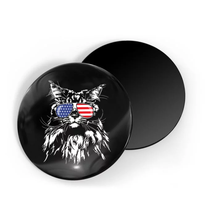 Funny Proud Maine Coon American Flag Cat Magnet