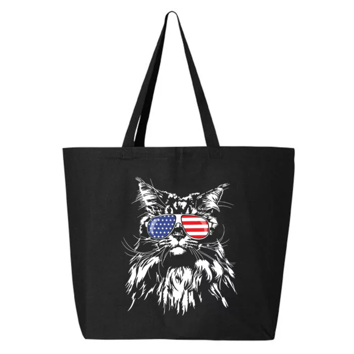 Funny Proud Maine Coon American Flag Cat 25L Jumbo Tote