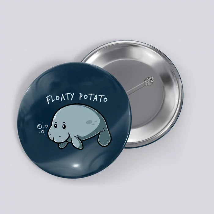 Floaty Potato Manatee Chubby Mermaid Funny Sea Cow Animal Button