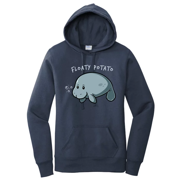 Floaty Potato Manatee Chubby Mermaid Funny Sea Cow Animal Women's Pullover Hoodie