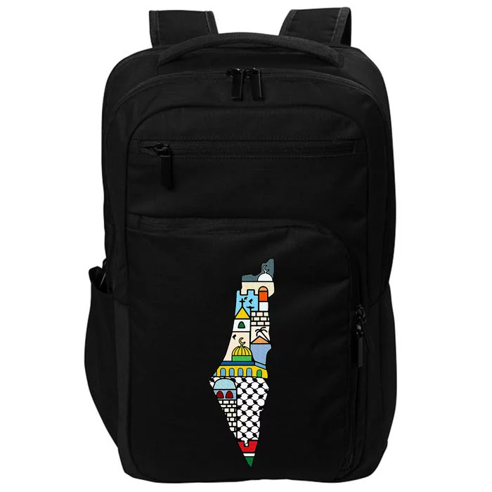 FREE PALESTINE MAP COLORFUL SIMPLE PEACE Impact Tech Backpack