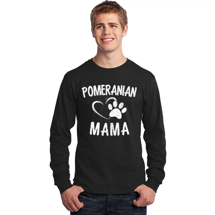 Funny Pomeranian Mama Gift Pet Lover Apparel Dog Pom Mom Long Sleeve Shirt