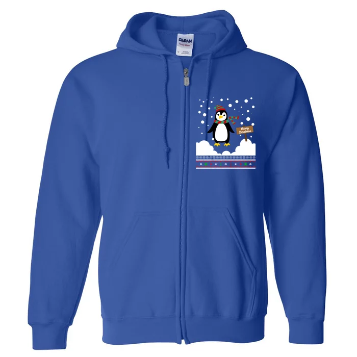 Funny Penguin Merry Christmas Pajama Gift Full Zip Hoodie