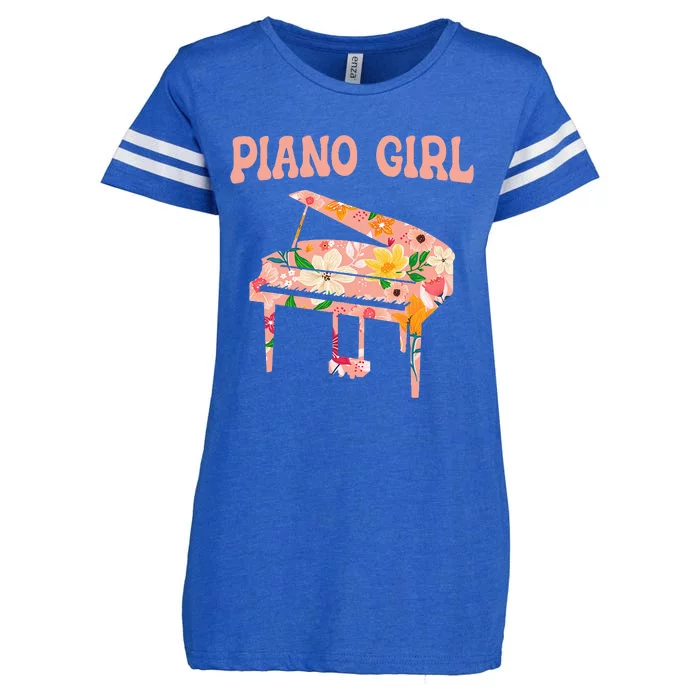 Funny Piano Music Instrument Musician Piano Girl Enza Ladies Jersey Football T-Shirt