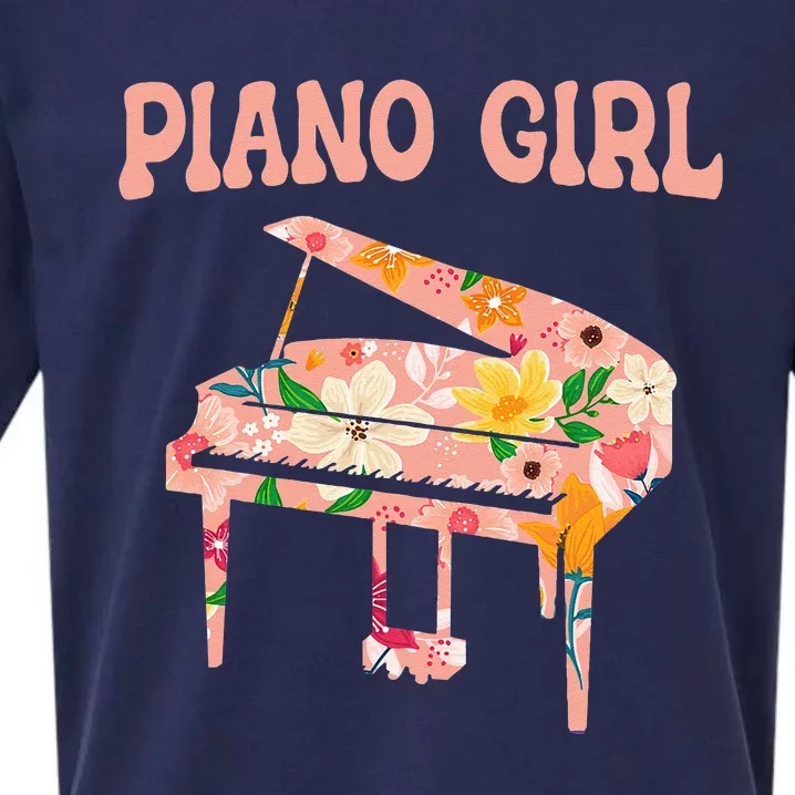 Funny Piano Music Instrument Musician Piano Girl Sueded Cloud Jersey T-Shirt