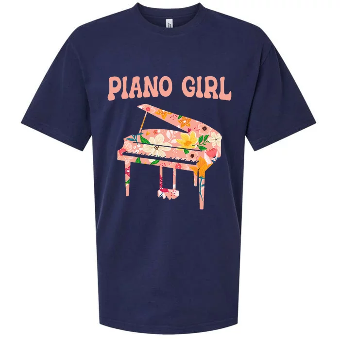 Funny Piano Music Instrument Musician Piano Girl Sueded Cloud Jersey T-Shirt