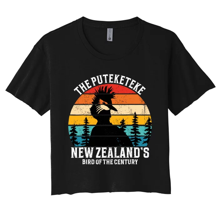 Funny Puteketeke New ZealandS Bird Of The Century Vintage Women's Crop Top Tee