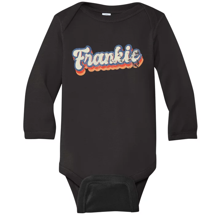 Frankie Personalized Name Custom Lettering 70S Baby Long Sleeve Bodysuit