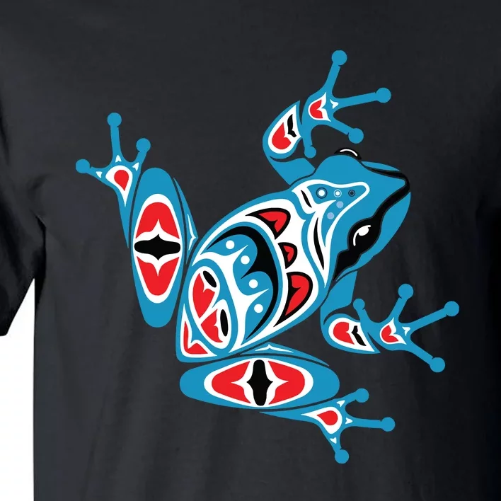 Frog Pacific Northwest Native American Indian Style Blue Red Tall T-Shirt