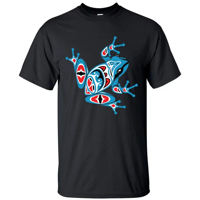 Frog Pacific Northwest Native American Indian Style Blue Red Tall T-Shirt