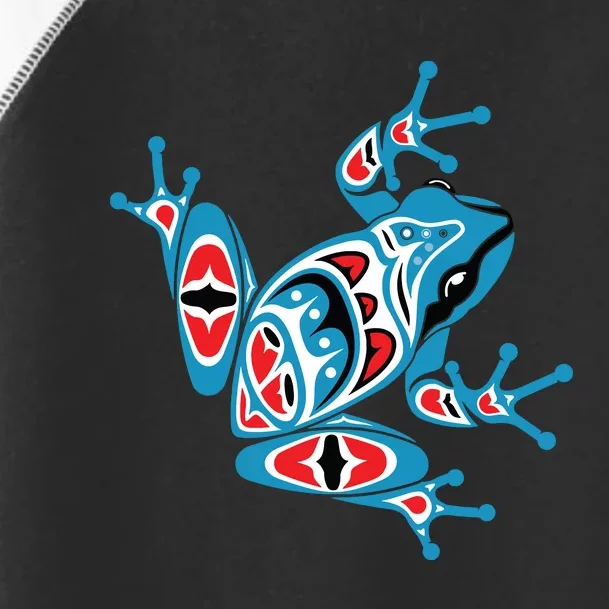 Frog Pacific Northwest Native American Indian Style Blue Red Toddler Fine Jersey T-Shirt