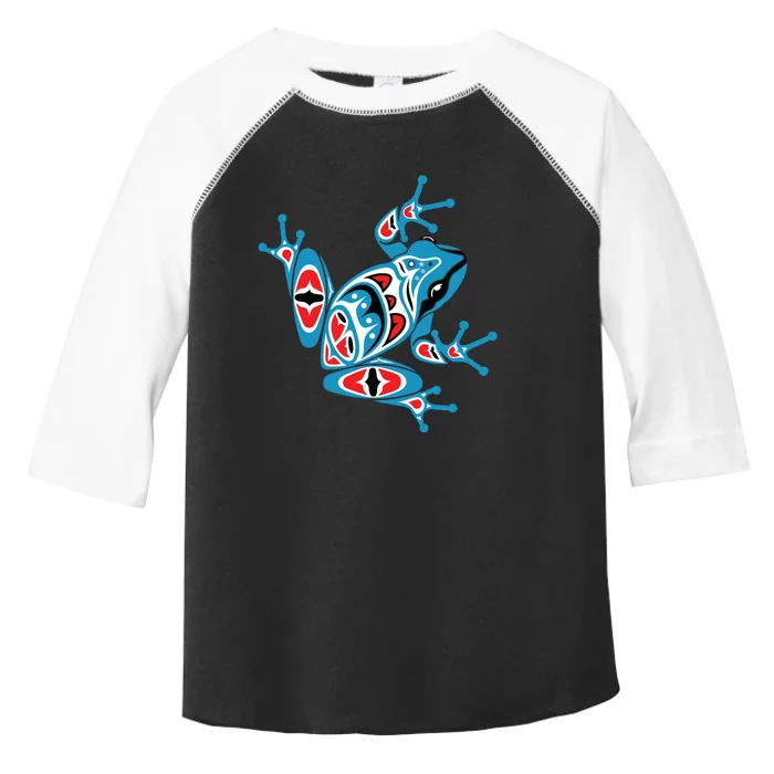 Frog Pacific Northwest Native American Indian Style Blue Red Toddler Fine Jersey T-Shirt