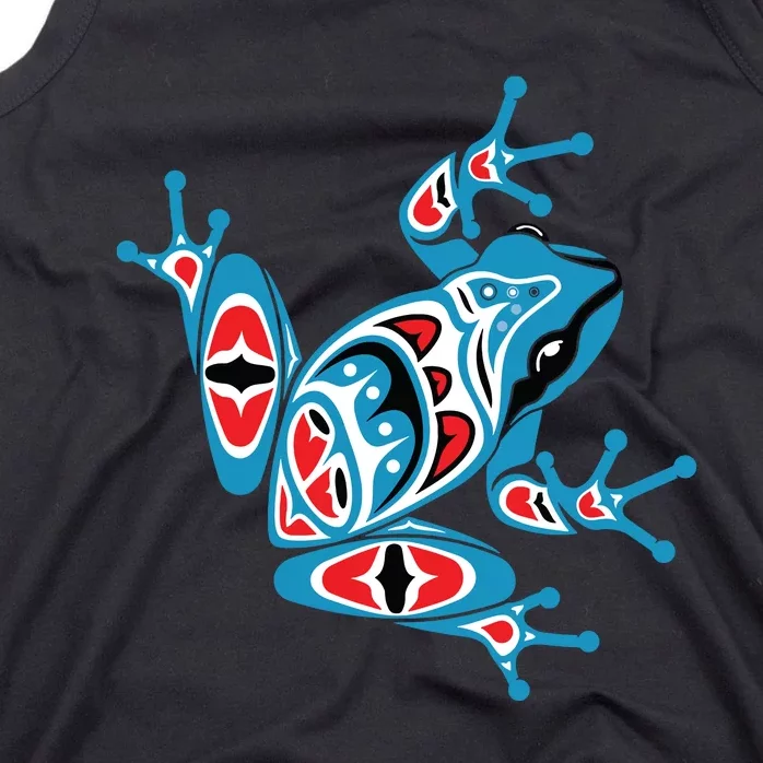 Frog Pacific Northwest Native American Indian Style Blue Red Tank Top