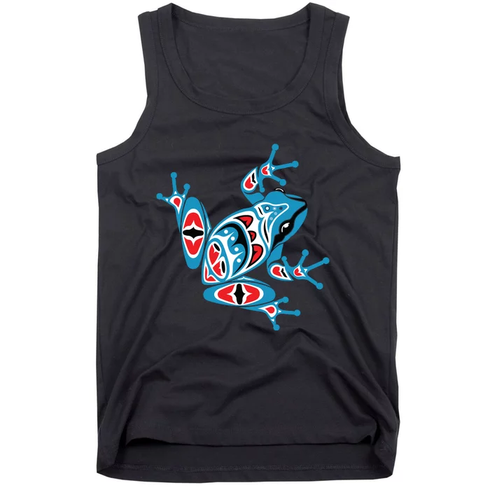 Frog Pacific Northwest Native American Indian Style Blue Red Tank Top