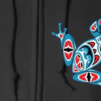 Frog Pacific Northwest Native American Indian Style Blue Red Full Zip Hoodie