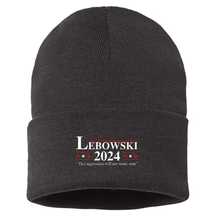 Funny Political Name Lebowski Political Election Vote 2024 Sustainable Knit Beanie