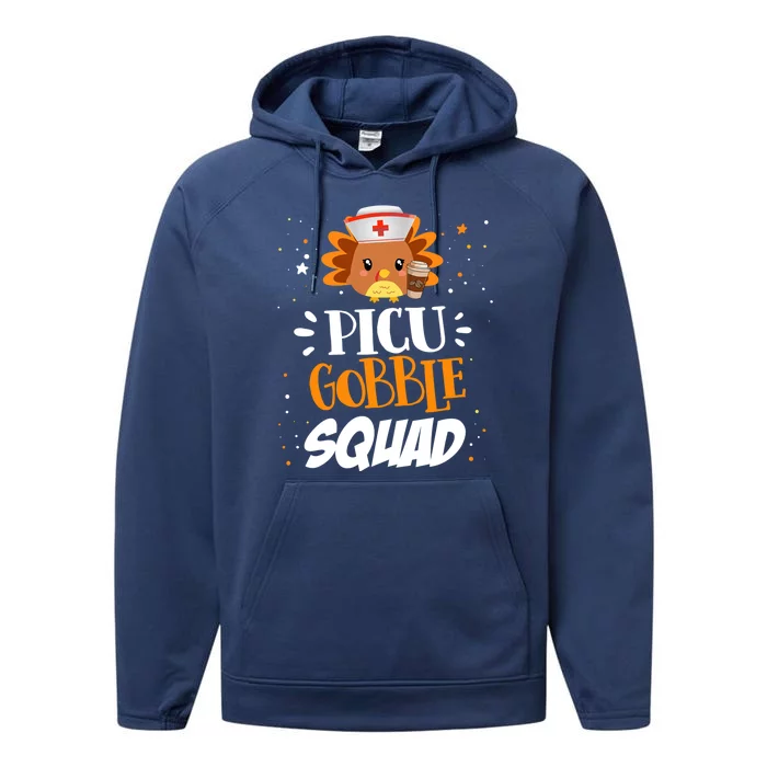 Funny Picu Nurse Gobble Squad Turkey Nursing Thanksgiving Gift Performance Fleece Hoodie