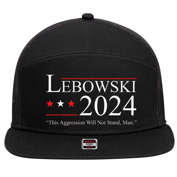 Funny Political Name Lebowski Political Election Vote 2024 7 Panel Mesh Trucker Snapback Hat