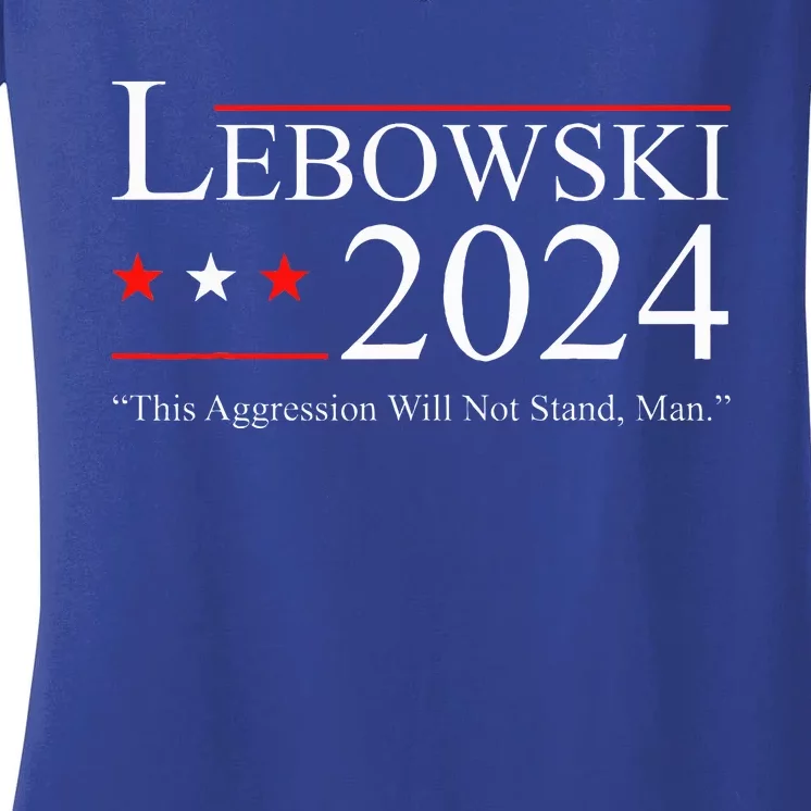 Funny Political Name Lebowski Political Election Vote 2024 Women's V-Neck T-Shirt