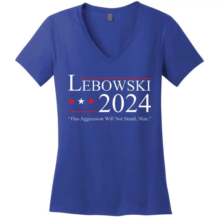 Funny Political Name Lebowski Political Election Vote 2024 Women's V-Neck T-Shirt