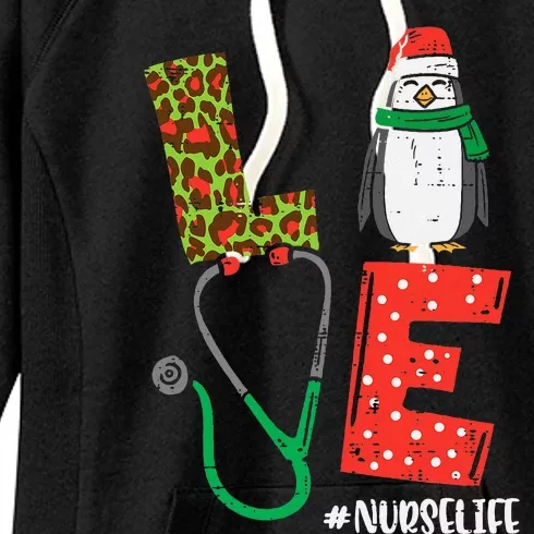 Festive Penguin Nurses Spreading Love this Christmas Women's Fleece Hoodie